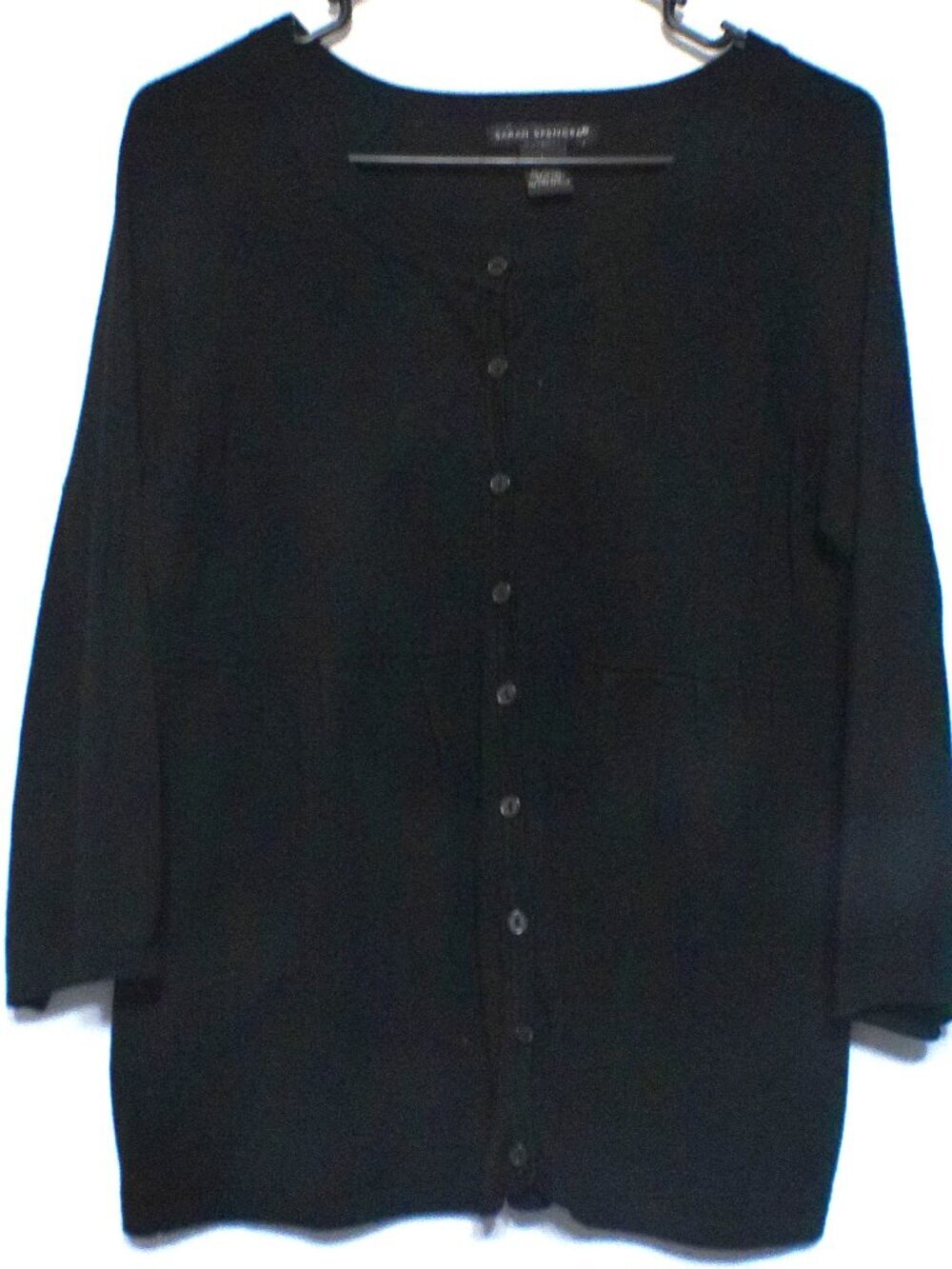 Sarah Spencer Black Button Front Cardigan Sweater Women's Large